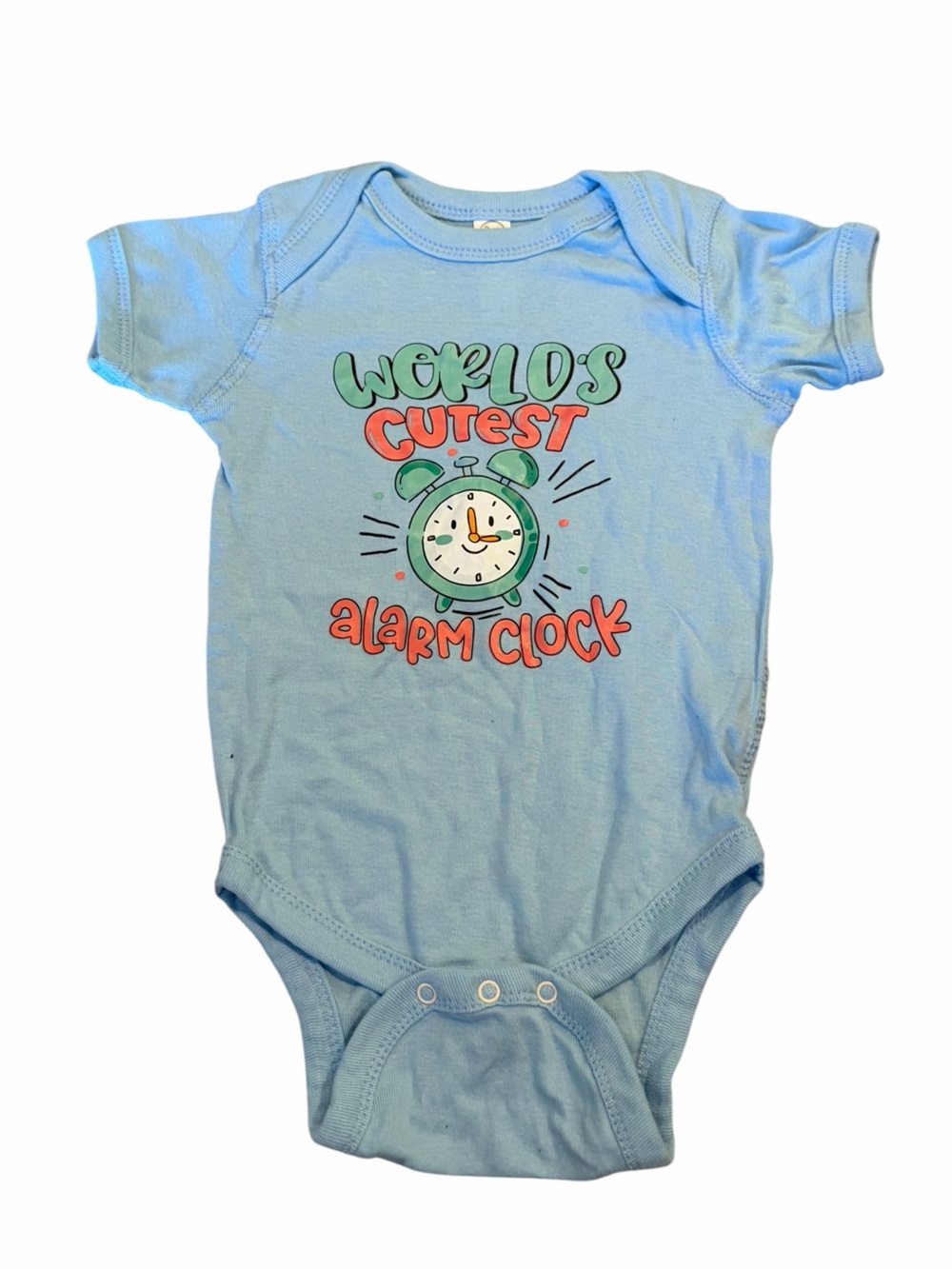 Rabbit Skins Light Blue Infant Onesie with Logo Tag